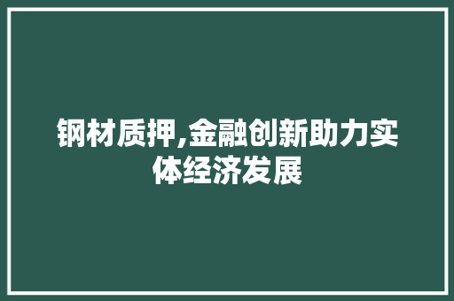 钢材质押,金融创新助力实体经济发展