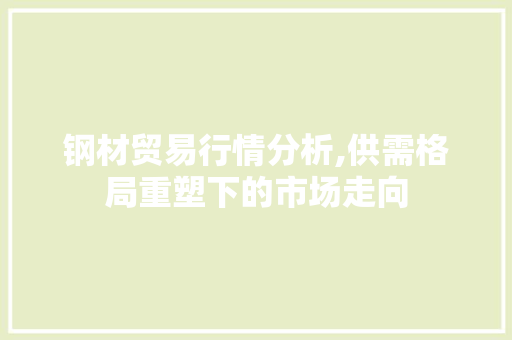 钢材贸易行情分析,供需格局重塑下的市场走向