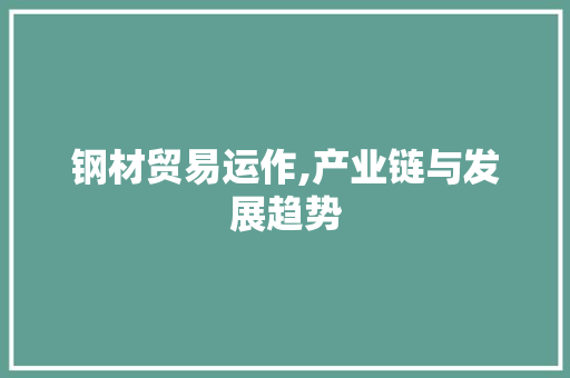 钢材贸易运作,产业链与发展趋势