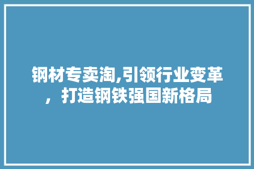 钢材专卖淘,引领行业变革，打造钢铁强国新格局