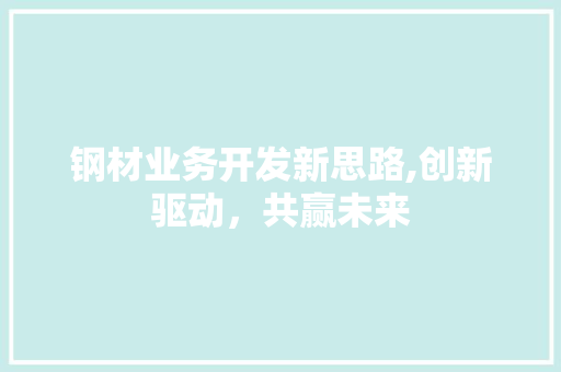 钢材业务开发新思路,创新驱动，共赢未来