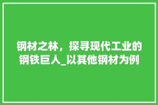 钢材之林，探寻现代工业的钢铁巨人_以其他钢材为例