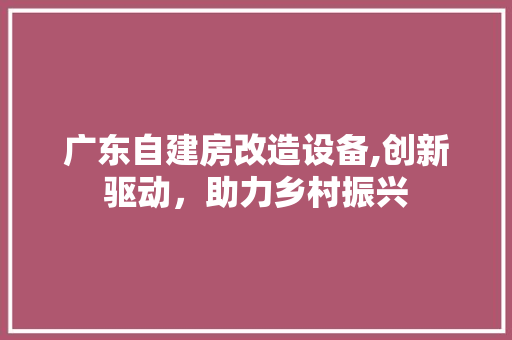 广东自建房改造设备,创新驱动，助力乡村振兴 庭院装修
