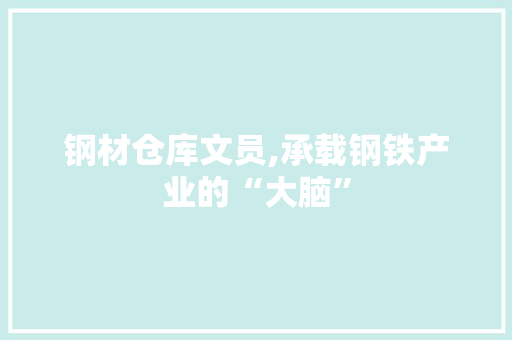 钢材仓库文员,承载钢铁产业的“大脑”
