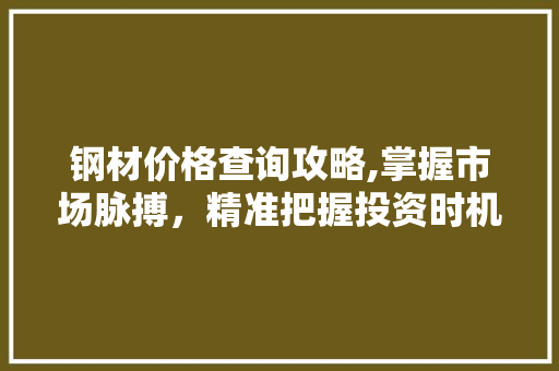 钢材价格查询攻略,掌握市场脉搏，精准把握投资时机