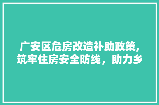 广安区危房改造补助政策,筑牢住房安全防线，助力乡村振兴