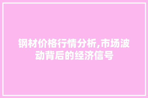 钢材价格行情分析,市场波动背后的经济信号