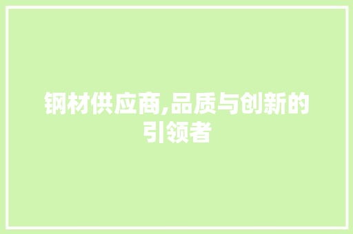 钢材供应商,品质与创新的引领者