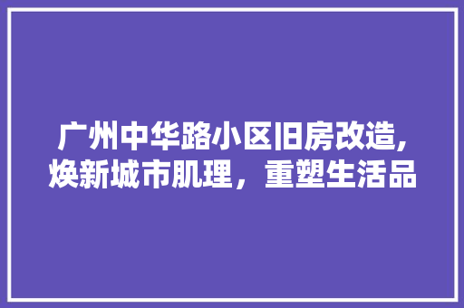 广州中华路小区旧房改造,焕新城市肌理，重塑生活品质