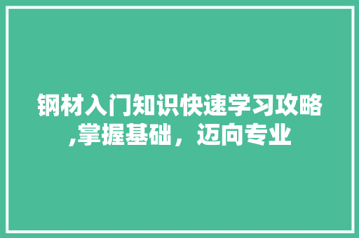 钢材入门知识快速学习攻略,掌握基础，迈向专业