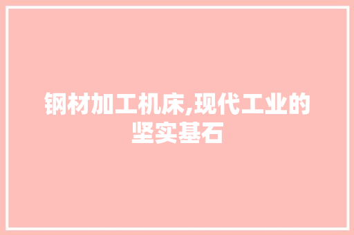 钢材加工机床,现代工业的坚实基石