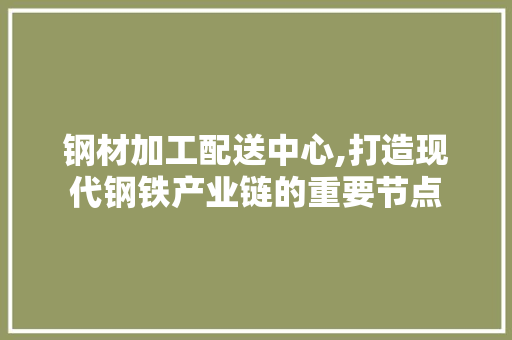 钢材加工配送中心,打造现代钢铁产业链的重要节点