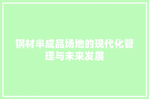 钢材半成品场地的现代化管理与未来发展