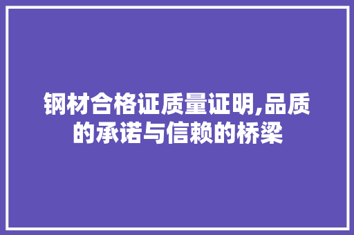钢材合格证质量证明,品质的承诺与信赖的桥梁