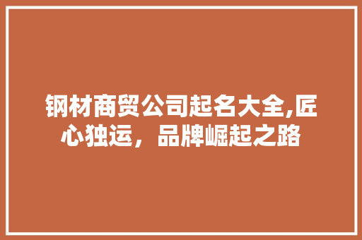 钢材商贸公司起名大全,匠心独运，品牌崛起之路
