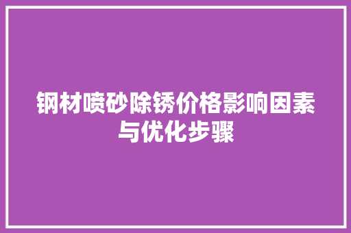 钢材喷砂除锈价格影响因素与优化步骤