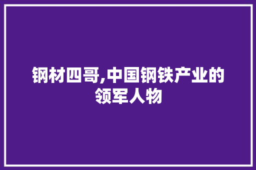钢材四哥,中国钢铁产业的领军人物