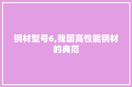 钢材型号6,我国高性能钢材的典范