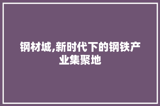 钢材城,新时代下的钢铁产业集聚地