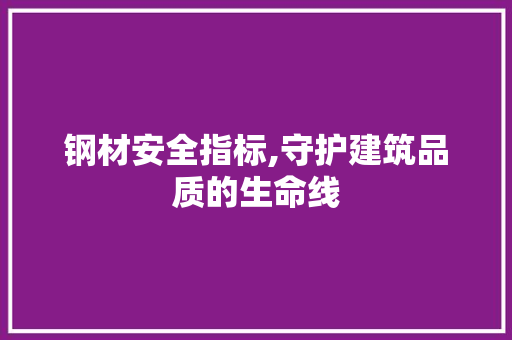 钢材安全指标,守护建筑品质的生命线