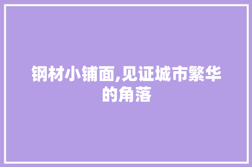 钢材小铺面,见证城市繁华的角落