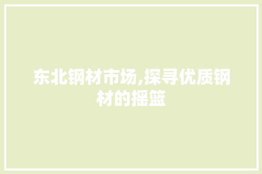 东北钢材市场,探寻优质钢材的摇篮