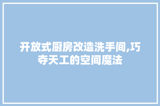 开放式厨房改造洗手间,巧夺天工的空间魔法