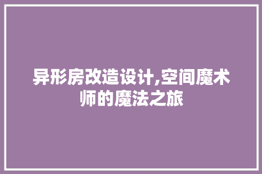 异形房改造设计,空间魔术师的魔法之旅 门窗装修