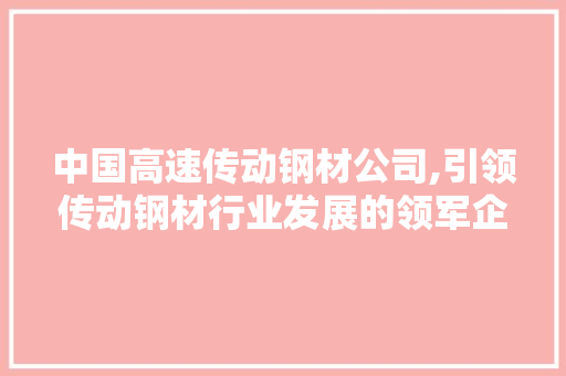 中国高速传动钢材公司,引领传动钢材行业发展的领军企业