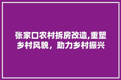 张家口农村拆房改造,重塑乡村风貌，助力乡村振兴