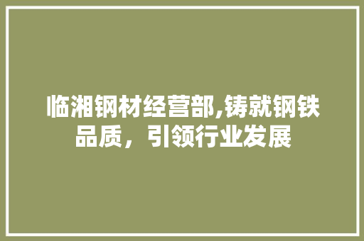 临湘钢材经营部,铸就钢铁品质，引领行业发展 装修材料