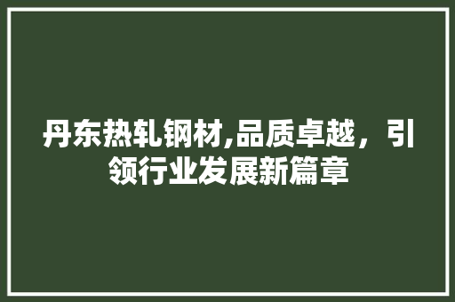 丹东热轧钢材,品质卓越，引领行业发展新篇章
