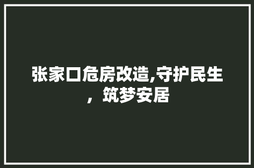 张家口危房改造,守护民生，筑梦安居