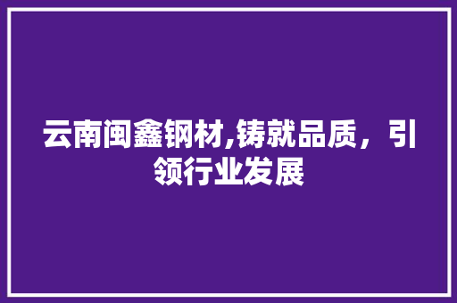 云南闽鑫钢材,铸就品质，引领行业发展