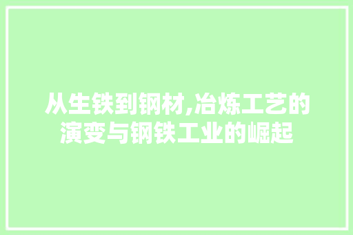 从生铁到钢材,冶炼工艺的演变与钢铁工业的崛起