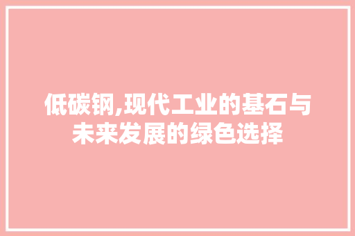 低碳钢,现代工业的基石与未来发展的绿色选择