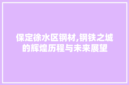 保定徐水区钢材,钢铁之城的辉煌历程与未来展望 庭院装修