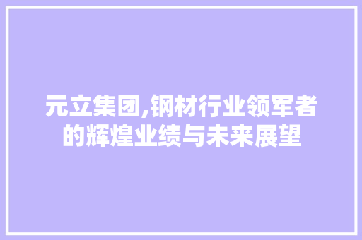 元立集团,钢材行业领军者的辉煌业绩与未来展望 门窗装修