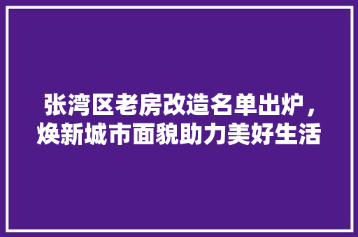 张湾区老房改造名单出炉，焕新城市面貌助力美好生活