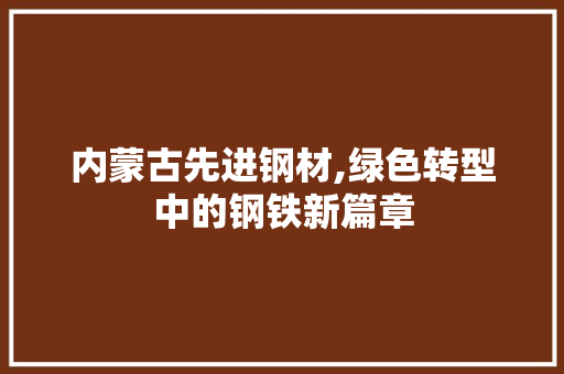 内蒙古先进钢材,绿色转型中的钢铁新篇章