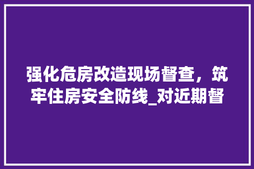 强化危房改造现场督查，筑牢住房安全防线_对近期督查通报的详细解读