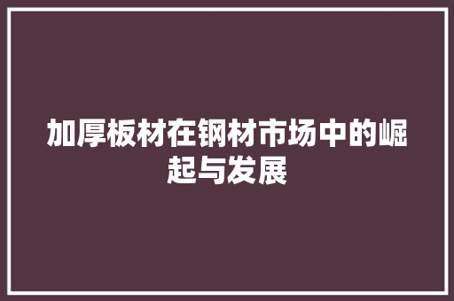 加厚板材在钢材市场中的崛起与发展