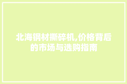 北海钢材撕碎机,价格背后的市场与选购指南