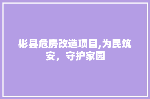 彬县危房改造项目,为民筑安，守护家园