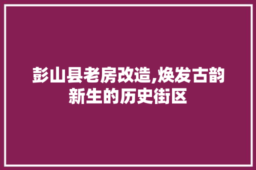 彭山县老房改造,焕发古韵新生的历史街区
