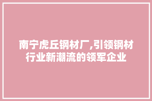 南宁虎丘钢材厂,引领钢材行业新潮流的领军企业