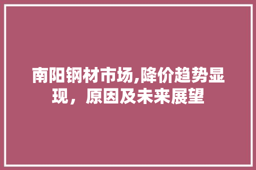 南阳钢材市场,降价趋势显现，原因及未来展望