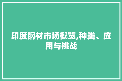 印度钢材市场概览,种类、应用与挑战