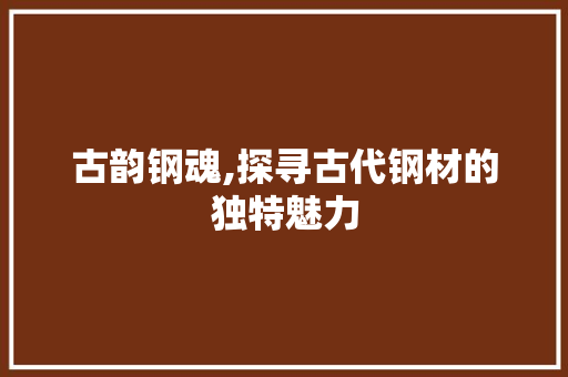 古韵钢魂,探寻古代钢材的独特魅力