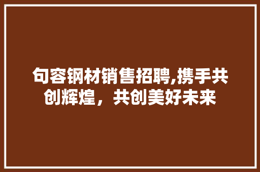 句容钢材销售招聘,携手共创辉煌，共创美好未来